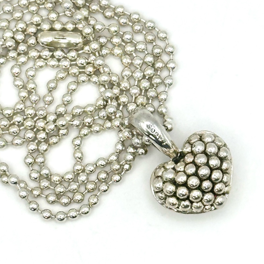 Lagos Caviar Sterling Silver Beaded Heart Pendant Necklace